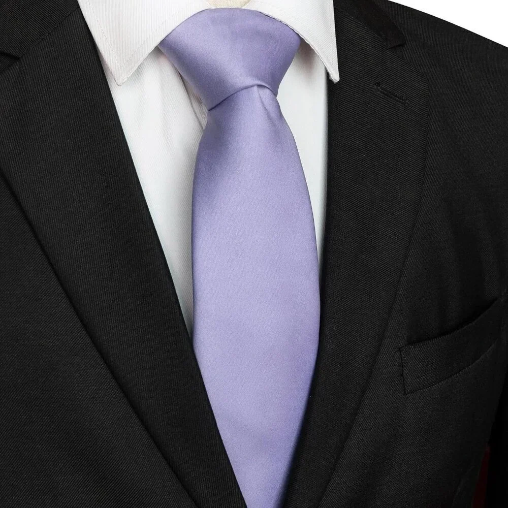 Men's Lavender Solid Pure Color Imported Polyester Formal Neck Ties